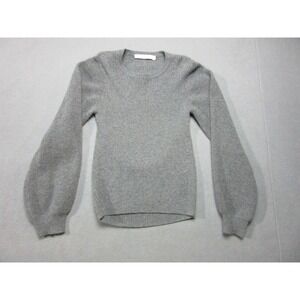 IRO Sweater Women Medium Gray Paris Idaya Cashmere Ribbed Knit Open Back Cut Out